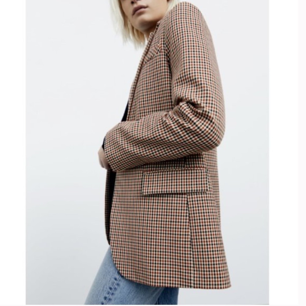 Zara Brown Checkered Blazer